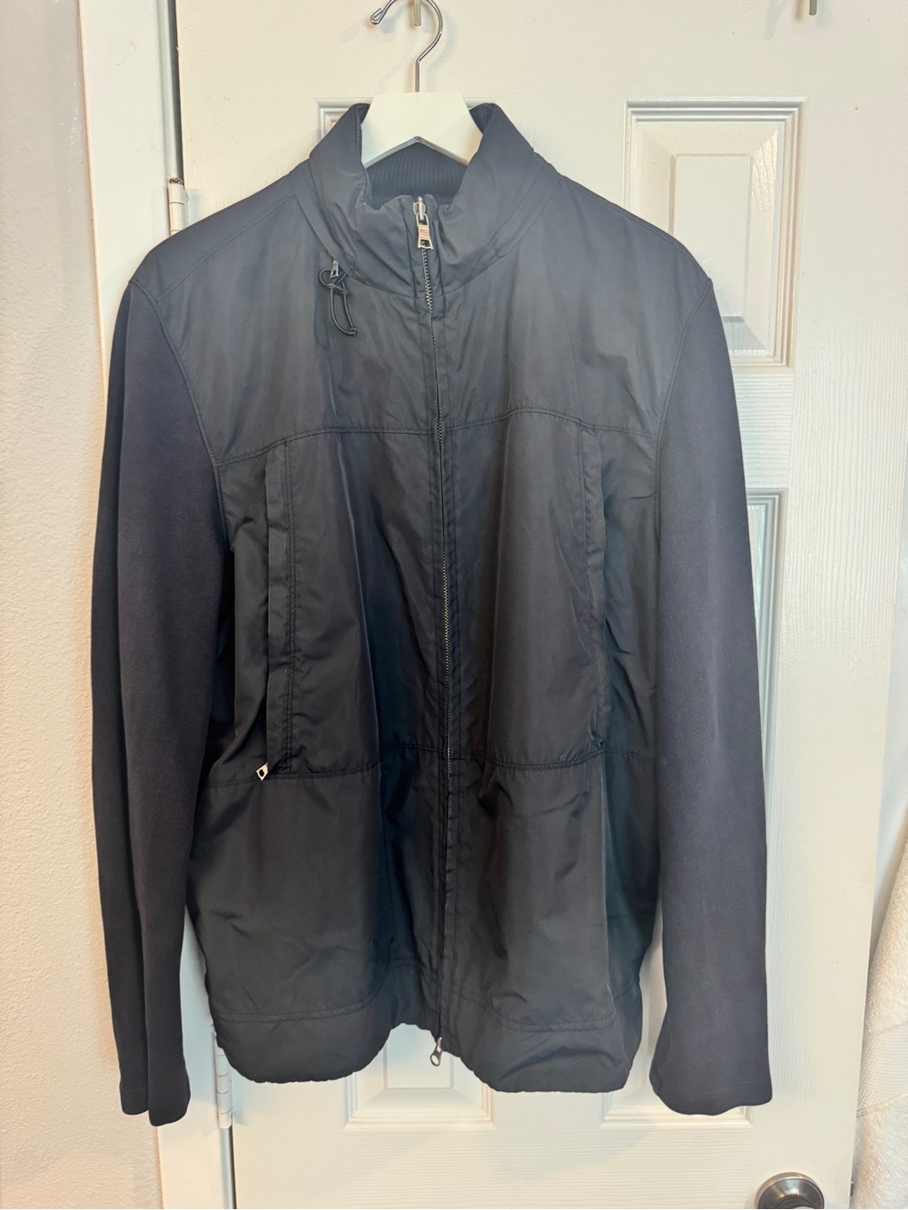 Banana Republic Mens Hybrid Full Zip Jacket Sweater Nylon Front Knit Sleeve XL